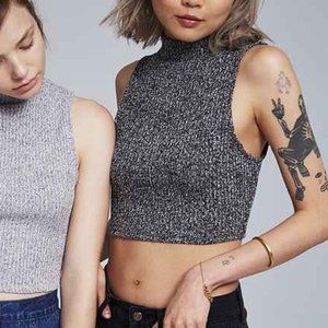 Silence + Noise Knit Mockneck Crop